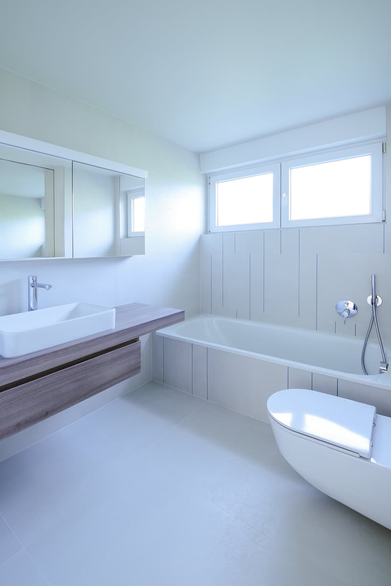 Nasszelle mit Badewanne und natürlichem Licht