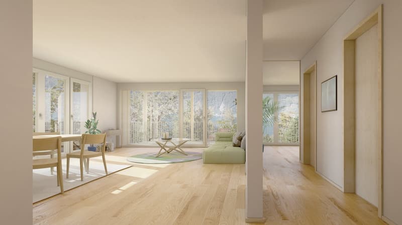 Newly built garden apartment with mountain and partial lake view in Seelisberg (4)