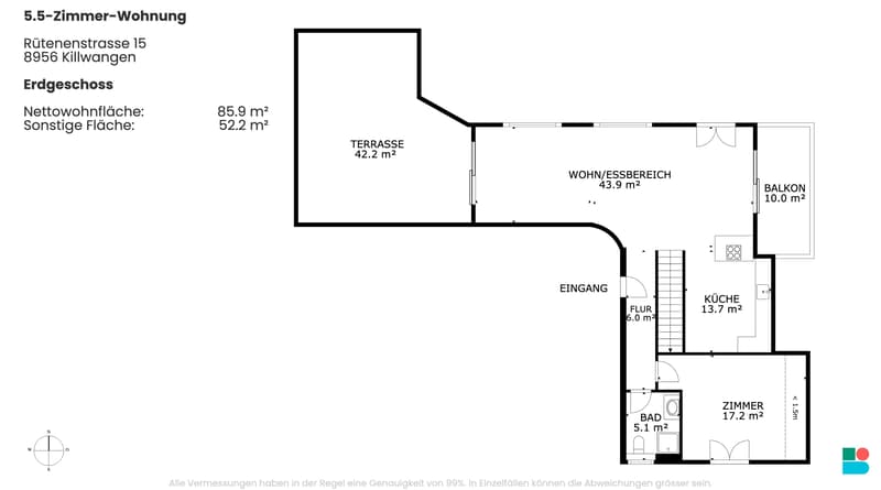 Upscale 5.5-room attic apartment with terrace in Killwangen (9)