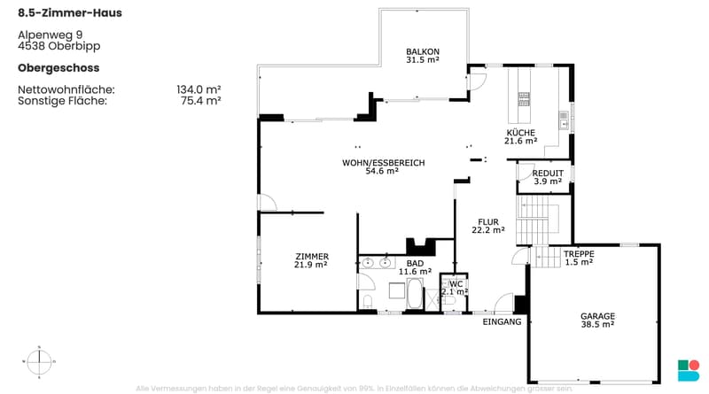 7.5-room villa with unobstructable Alpine view and building land plot (11)