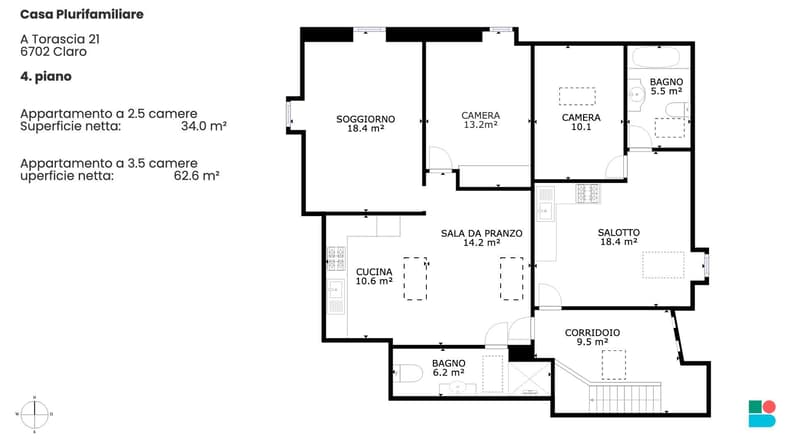 Résidence avec 5 appartements et belle vue à Claro (10)