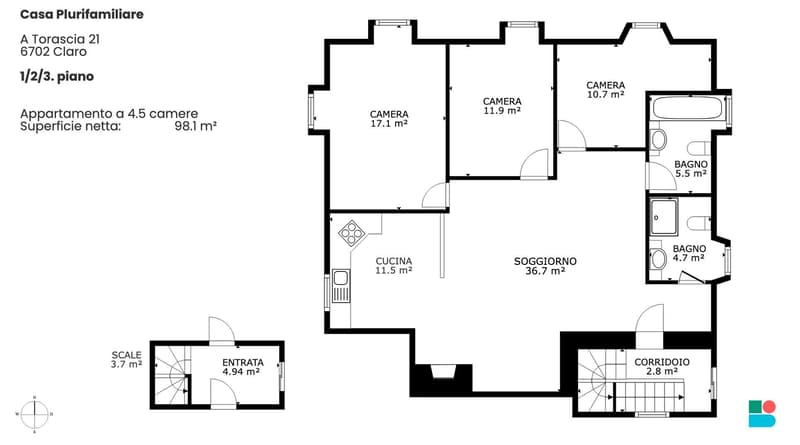 Résidence avec 5 appartements et belle vue à Claro (9)