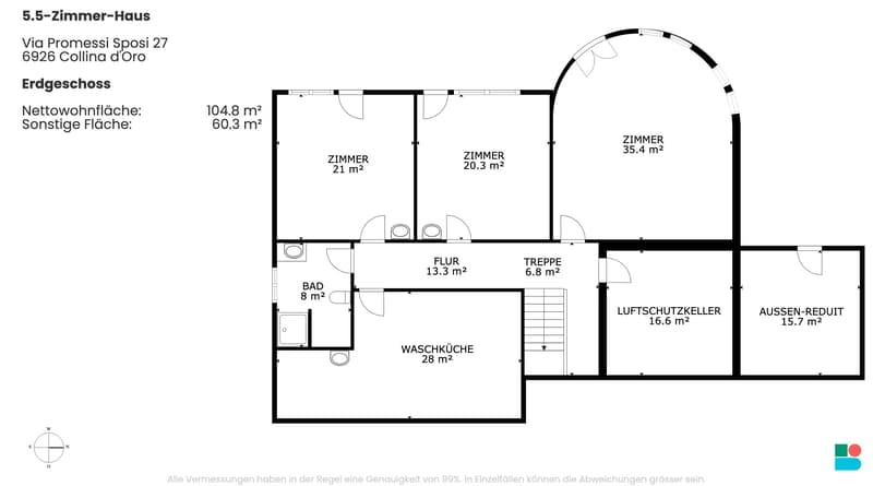 Schönes Ferienhaus mit 5.5 Zimmern in Collina d'Oro (9)