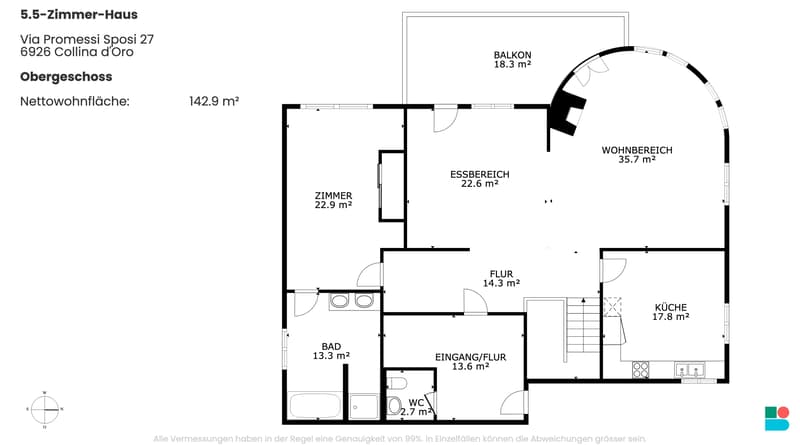 Schönes Ferienhaus mit 5.5 Zimmern in Collina d'Oro (10)