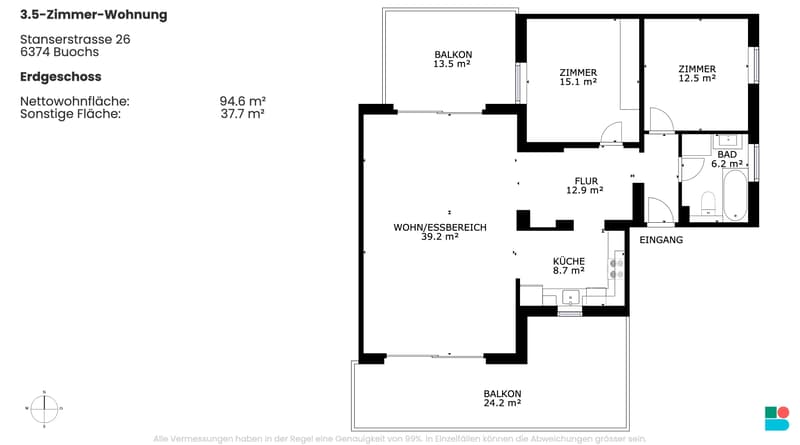 Modern multi-family house with three 3.5-room apartments in Buochs (9)