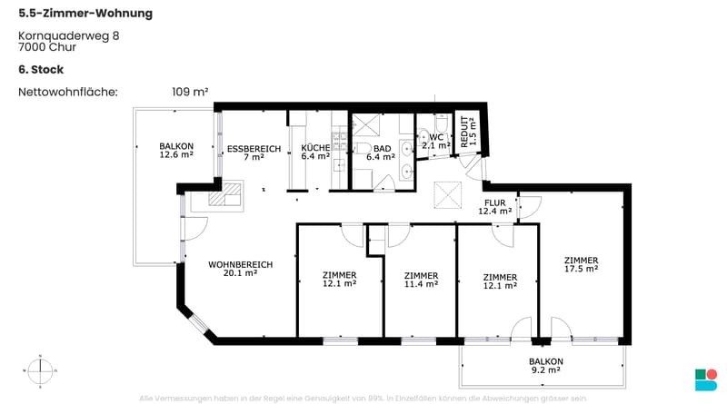 Schöne 5.5-Zimmer-Wohnung im obersten Stock an zentraler Lage in Chur (9)