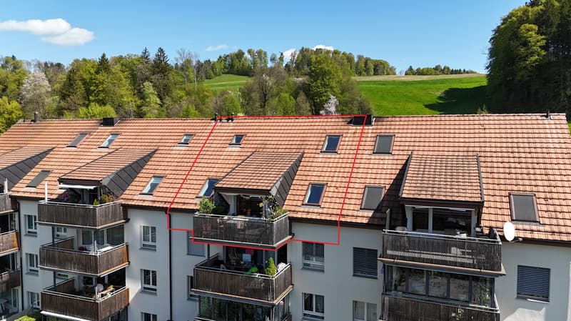 Luftaufnahme mit Markierung