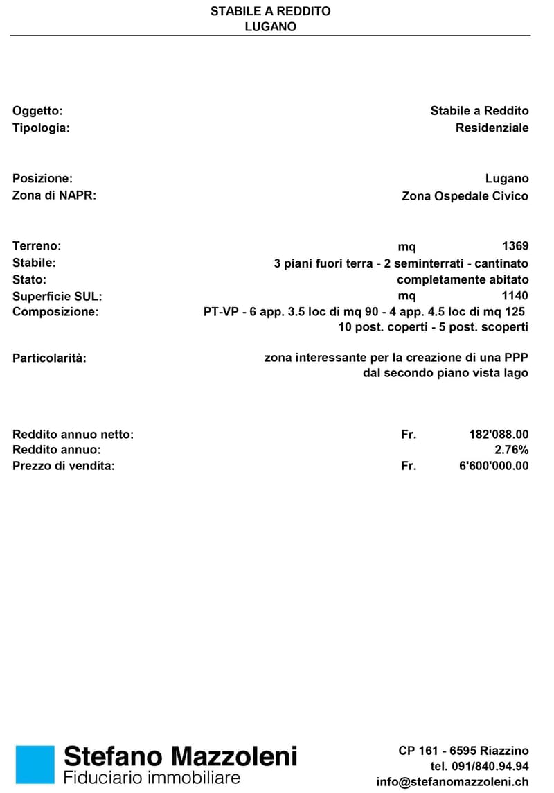 Lugano – Investimento immobiliare ad alto potenziale (1)