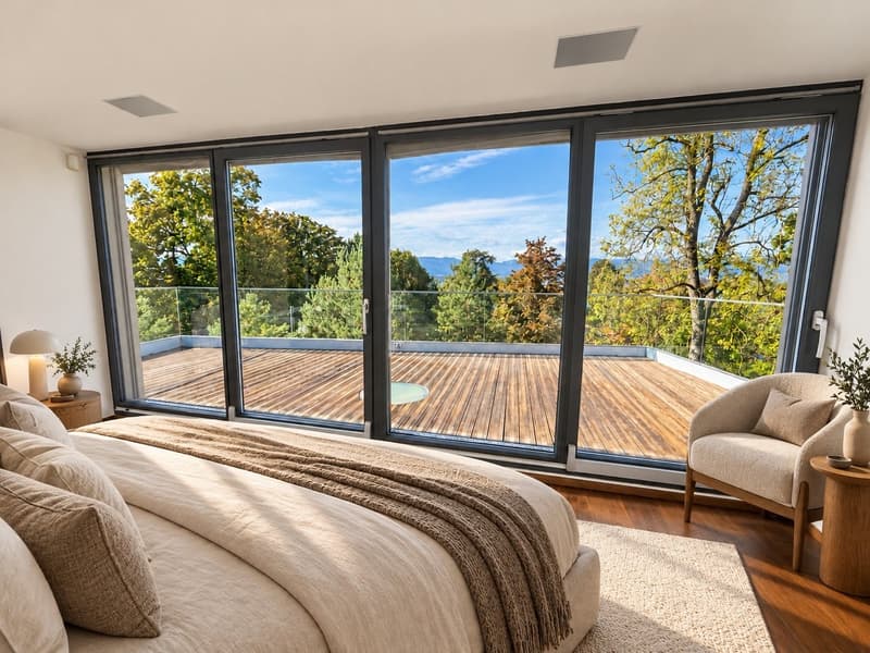 Anières — Villa de standing avec jardin et terrasse en toiture, vue lac (5)