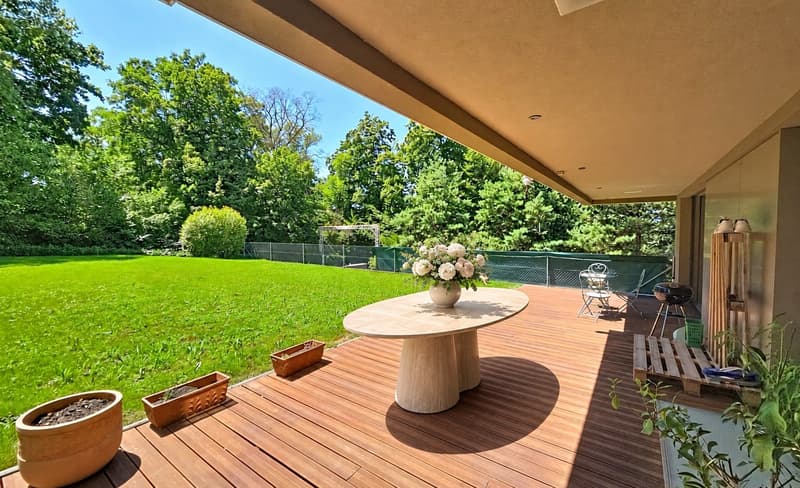 Anières — Villa de standing avec jardin et terrasse en toiture, vue lac (1)