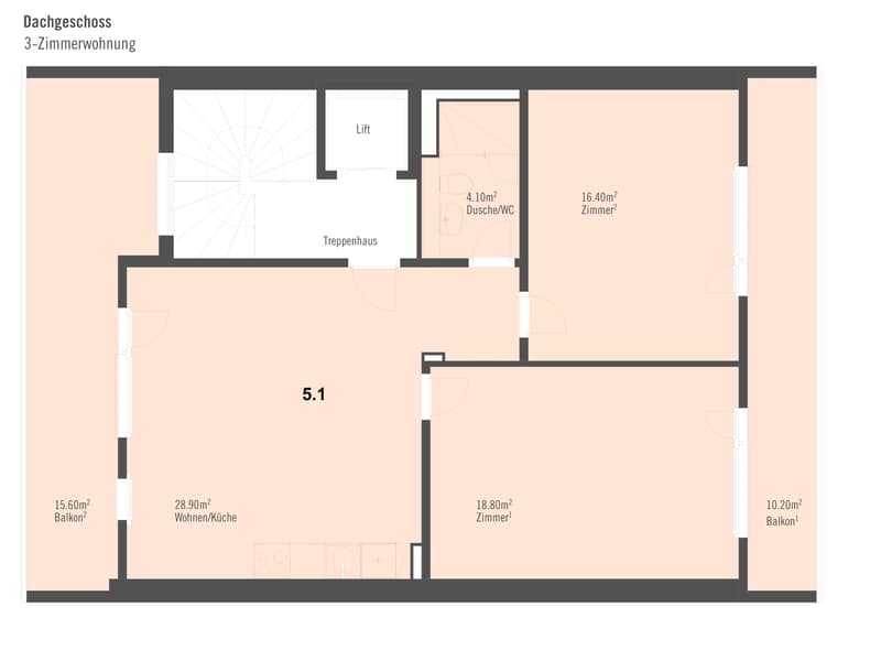 Moderne 3-Zimmer-Dachwohnung mit zwei Dachterrassen an zentraler Lage in Basel (9)