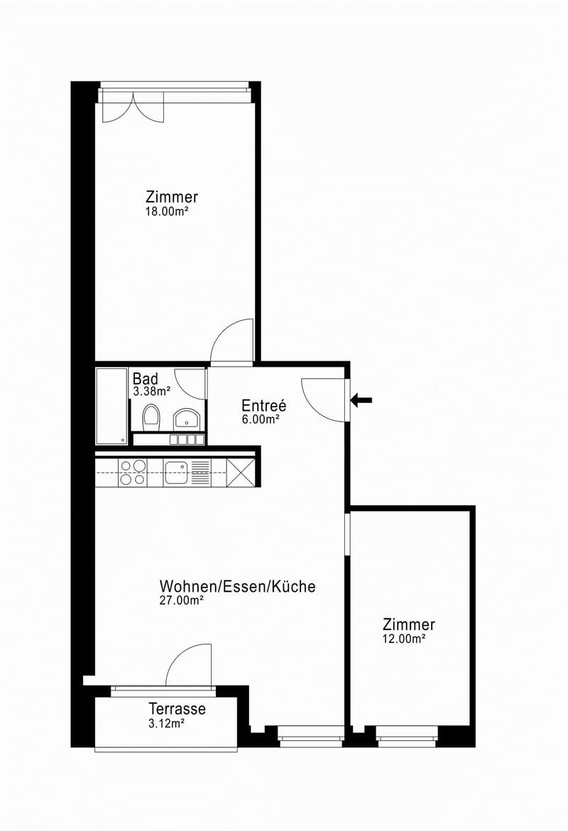 Renovated 3-room apartment near SBB train station (7)