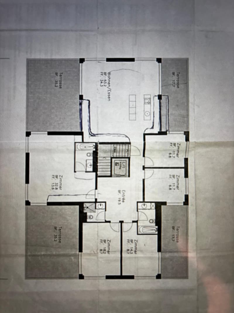 living room, kitchen, 3 bedrooms, 2 bathrooms, balcony