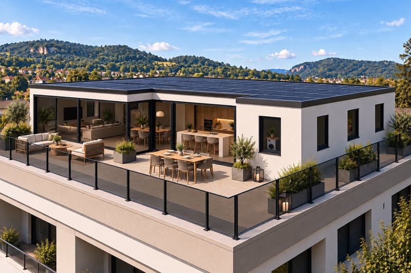 Attique d’exception à Delémont - Terrasse panoramique et vue sur le Béridier (1)