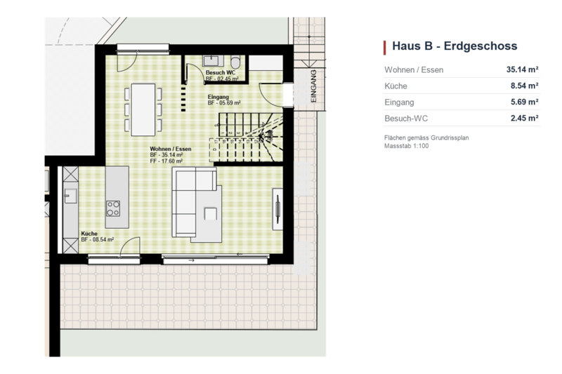 Grundriss Erdgeschoss - Haus B
