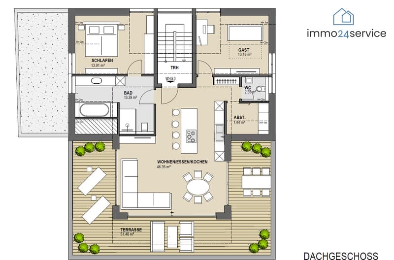 Appartamento in mansarda esclusivo con terrazza di circa 50 m² nella migliore posizione di Singen (12)