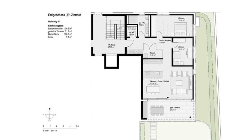 Ruhig, gediegen und doch zentral ! Top-3,5-Zimmer-Wohnung mit Garten ! (5)