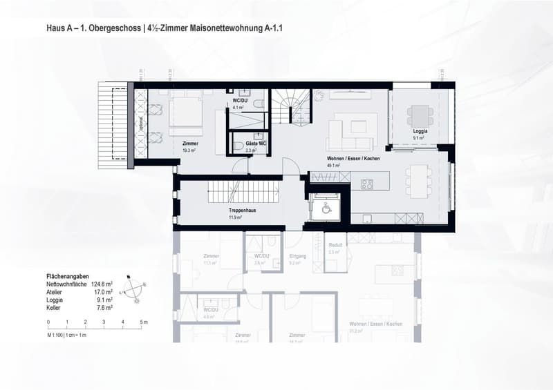 Das "Haus im Haus": 4,5-Zimmer-Wohnung mit Loggia und zusätzlichem Atelier ! A-1.1 (10)