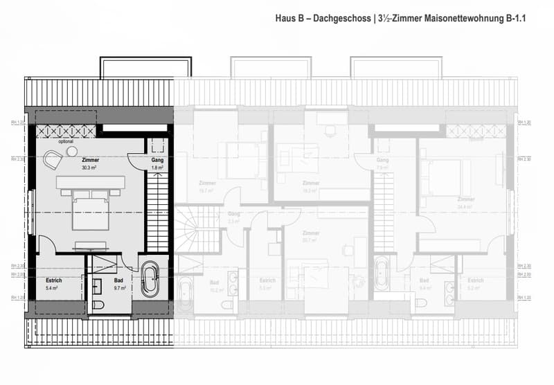 Traumwohnung für Singles & Paare : 3,5-Zimmer-Maisonette-Wohnung mit Wintergarten. B-1.1 (10)