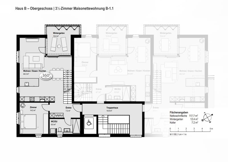 Traumwohnung für Singles & Paare : 3,5-Zimmer-Maisonette-Wohnung mit Wintergarten. B-1.1 (11)