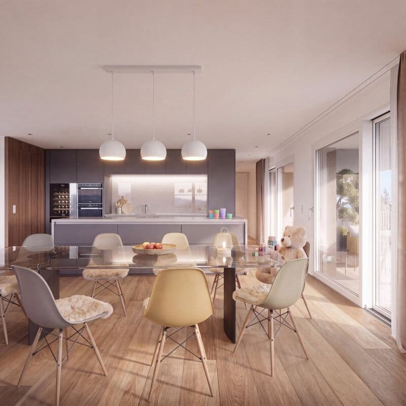Wohnzimmer mit offener Küche 2