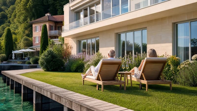 Appartement au bord du lac à Gersau/Schwyz directement sur le lac – environ 200 m² sur 2 étages, appartement au rez-de-chaussée avec accès au lac (3)