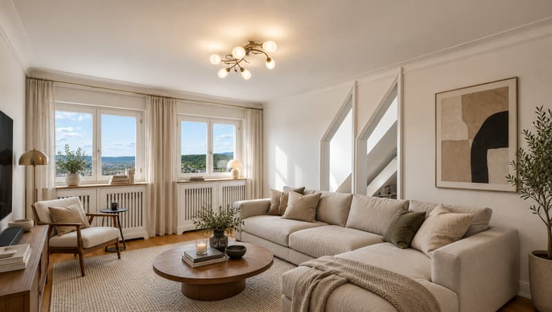 Gemütlicher Wohnbereich hoch über Zürich