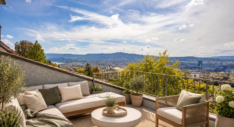 Terrasse mit Sicht über die Stadt