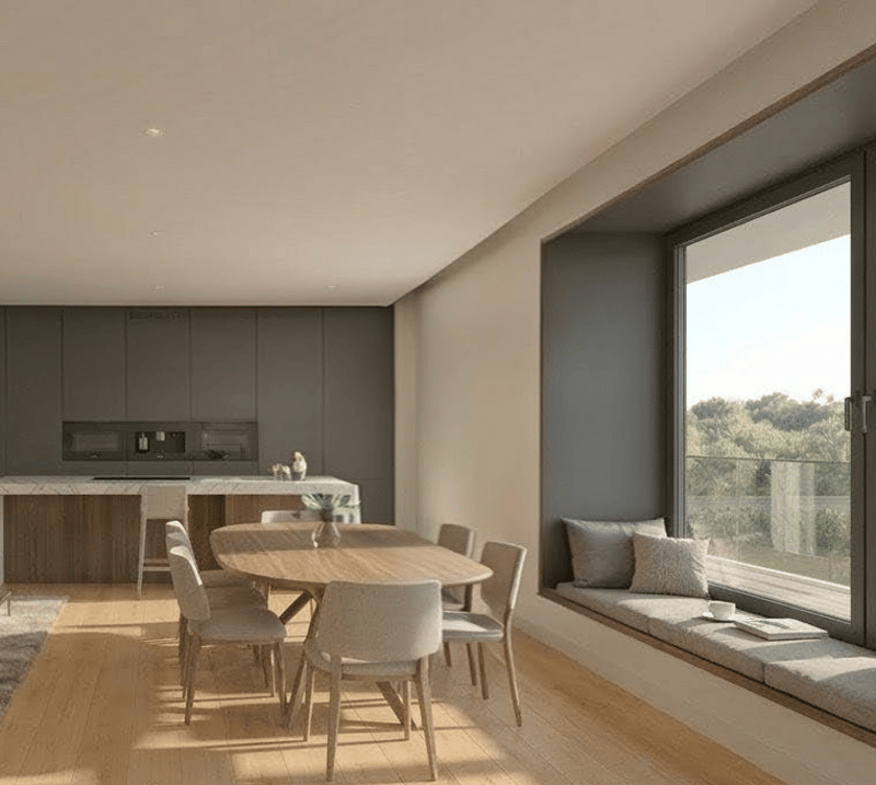 New construction project 4.5-room panorama window with a view of the greenery and Lake Constance (3)