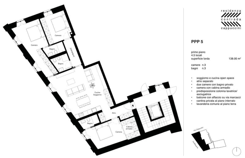 Residenz Contrada Cappuccini - 4,5-Zimmer-Wohnung im ersten Stock im Herzen von Locarno (Zweitwohnsitz) (6)