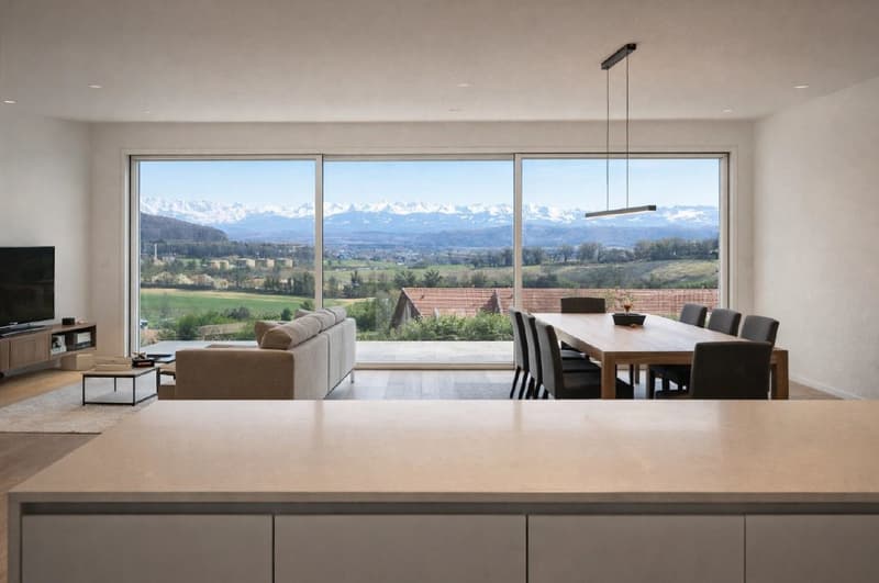Villa jumelée contemporaine 6.5 pièces | orientation Sud-Ouest | Vue Alpes | Les Rochettes - Cornaux (2)