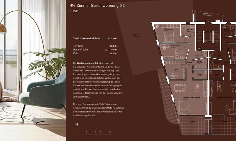 Grundriss Gartenwohnung 0.2