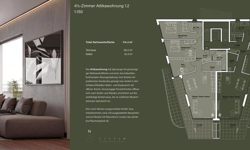 Grundriss Attikawohnung 1.2