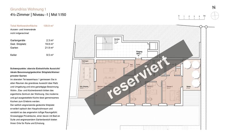 Grundriss Wohnung 1 - RESERVIERT