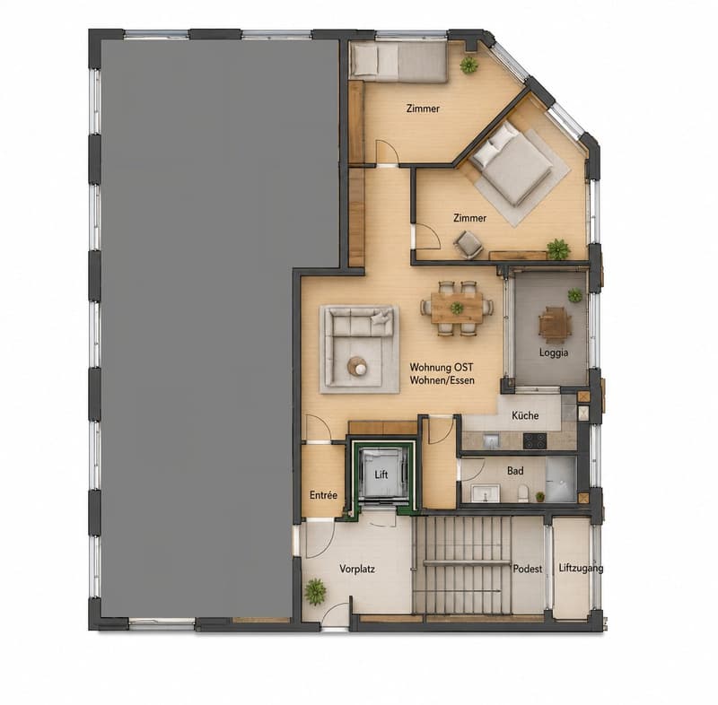 3.5-Room Attic Apartment for Rent (1)