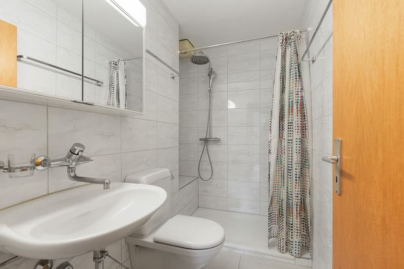 Kompaktes Badezimmer mit Dusche, WC und Lavabo