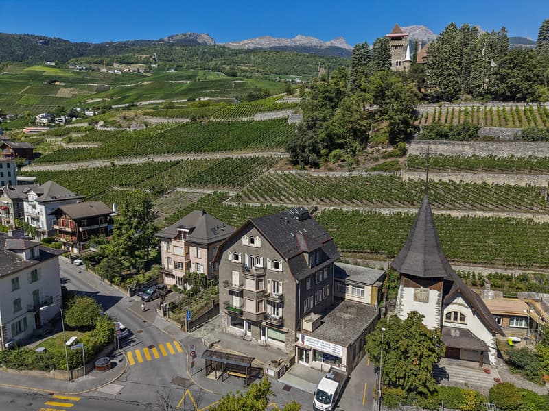 Vue aérienne du bâtiment