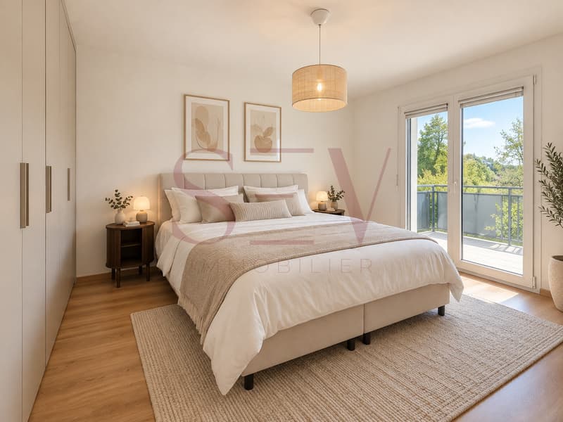 Grande chambre parentale avec accès balcon