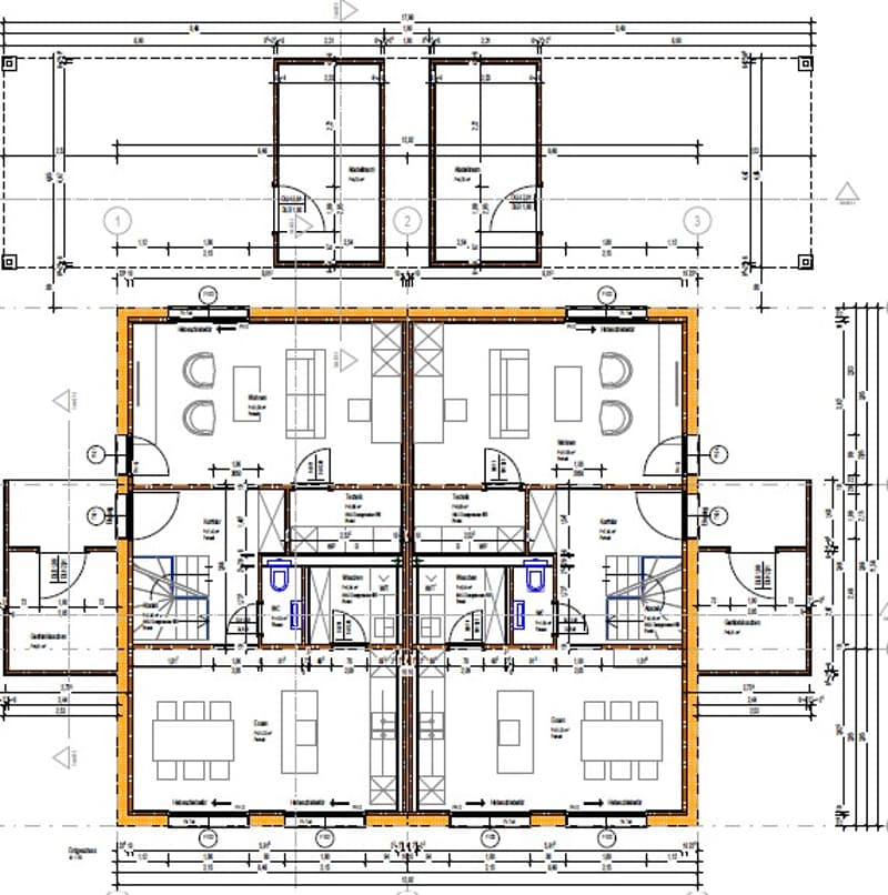 Grundriss EG; mit seitlichem Abstellraum (beim Eingang) und Carport mit Abstellraum