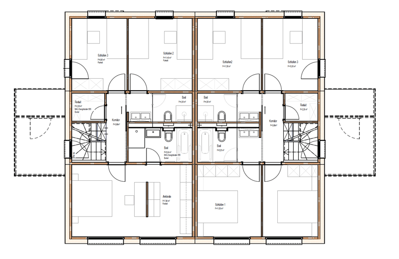 Grundrissvariante mit 4 Schlafzimmern (rechts)