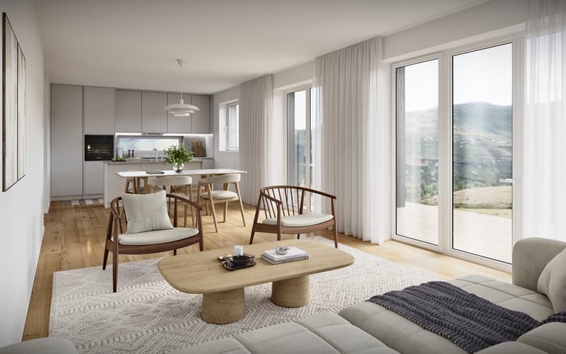 8 neue Einfamilienhäuser (B1) für den Erstwohnsitz. Zeitgemässer Holzbau, sorgfältig geplant im kleinen Ensemble Bim Chrützchappeli. (3)