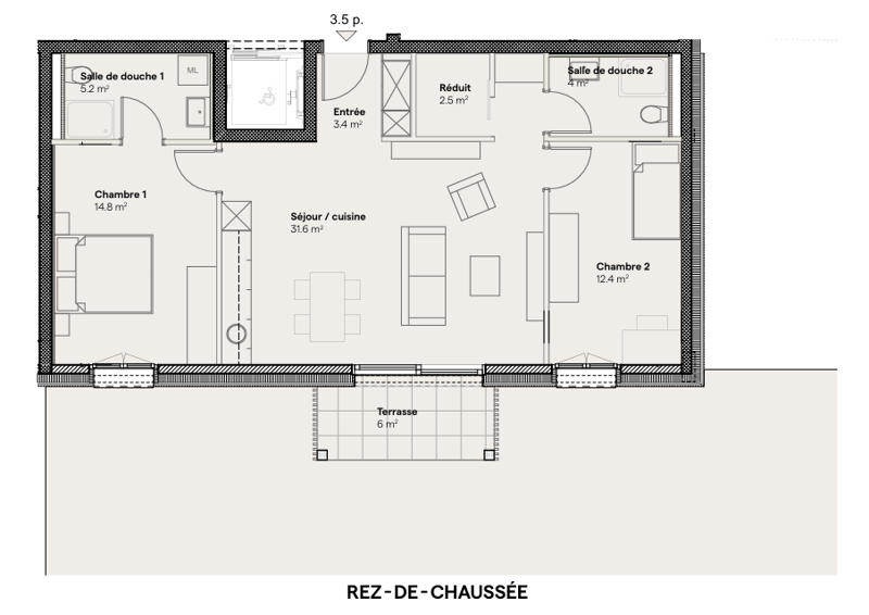 Appartement neuf de 3.5 pièces à Saint-Aubin (13)