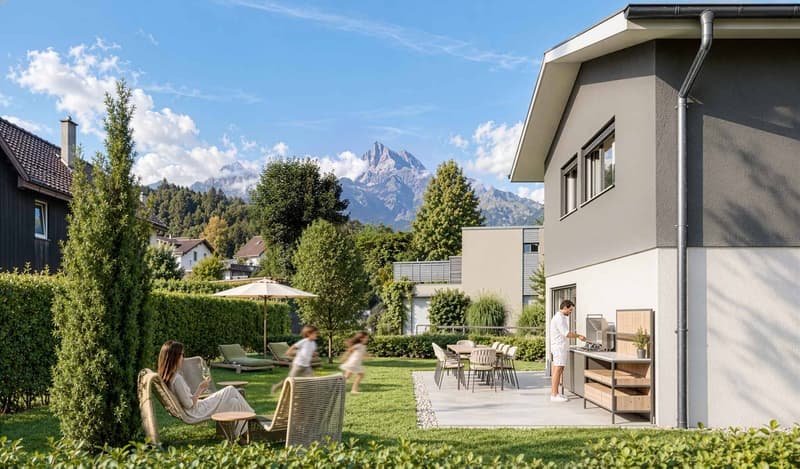 Villa en construction dans un quartier résidentiel - ossature bois (1)