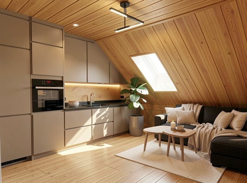 Vermietung auf Zeit: neue 1.5-Zimmer-Dachwohnung mit viel Holz und Balkon (1)