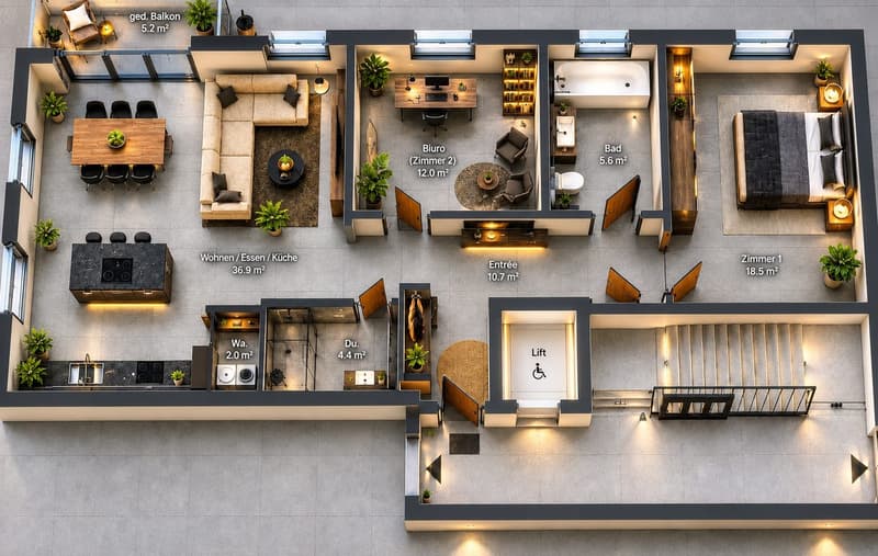 Gesamtansicht der Wohnung