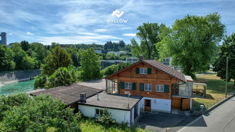 Oggetto di amore in una posizione premium assoluta: chalet con grande terreno direttamente sul fiume Aare (2)