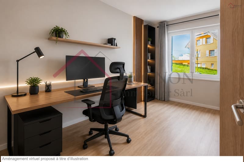 Bureau aménagé virtuellement