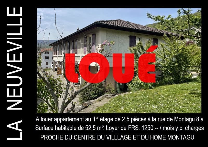 LOUÉ - Appartement de 1.5 pces quartier calme et au centre du village (1)
