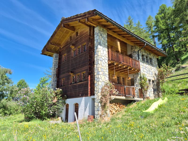 Chalet de caractère à Villa (Evolène) - Vue panoramique - Ensoleillement maximal (1)