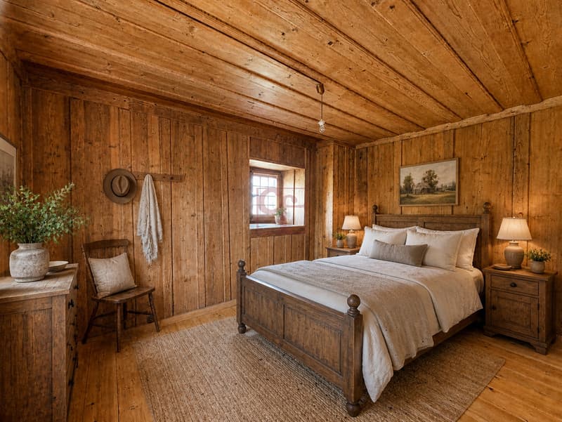 Chambre à coucher au rez-de-chaussée (simulation d'ameublements)